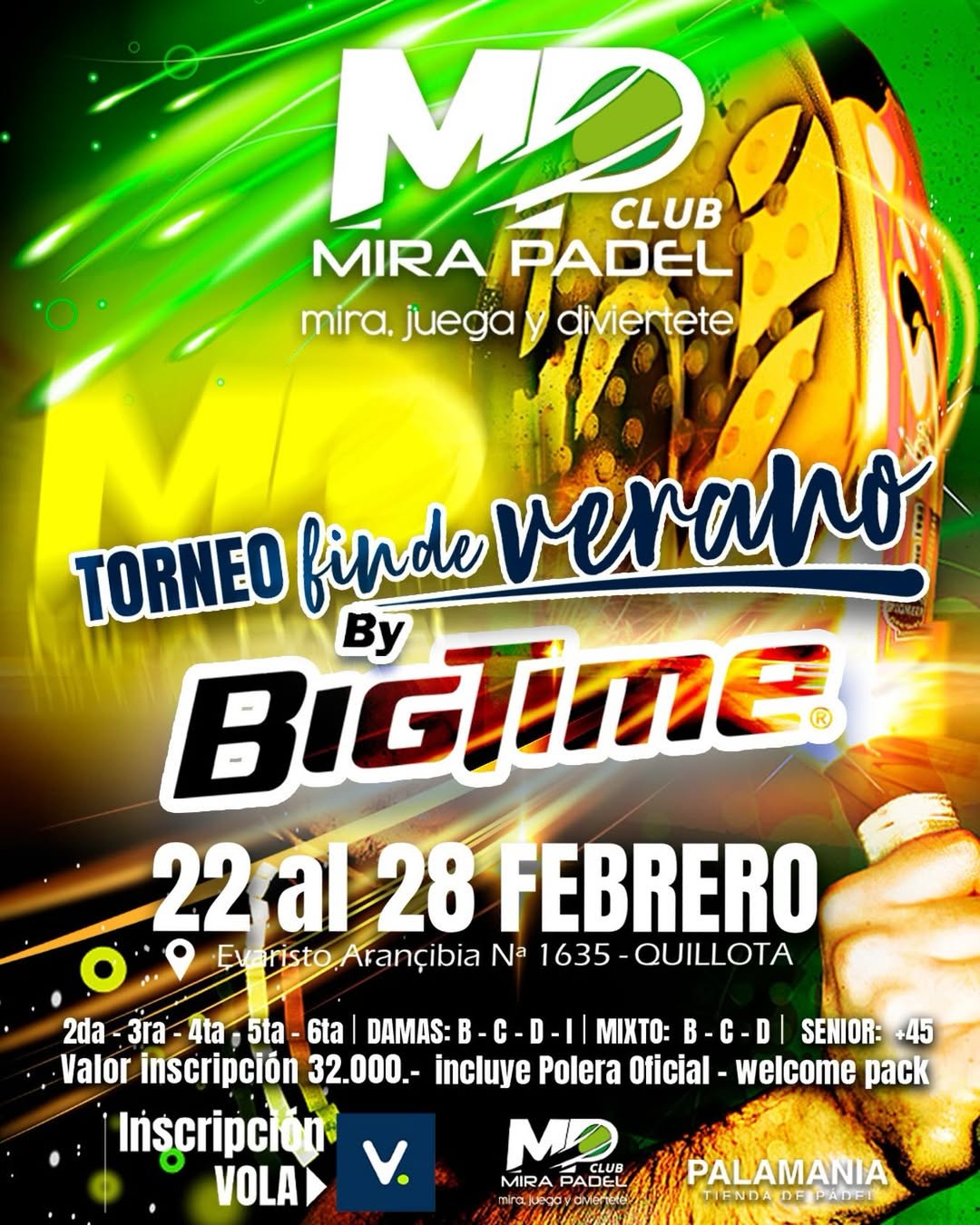 Inscripción Torneo fin de Verano BIGTIME MIRAPADEL
